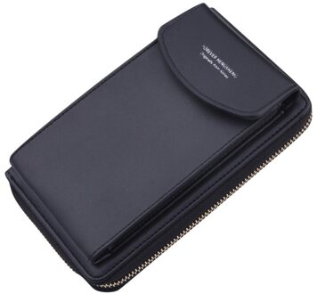 Vrouwen Mobiele Telefoon Zak Gesp Schoudertas Messenger Bag Grote Capaciteit Portemonnee Crossbody Tassen Voor Vrouwen Bolsa Feminina # S zwart