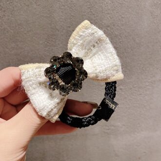 Vrouwen Mode Bow Hair Ties Lady Rhinestone Hoofd Touw Beige