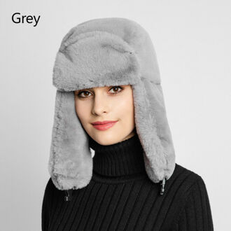 Vrouwen Mode Dikke Pluizige Faux Fur Bomber Hoeden Winter Ear Bescherm Warmer Effen Kleur Ski Cap Zwart Wit Bruin Grijs