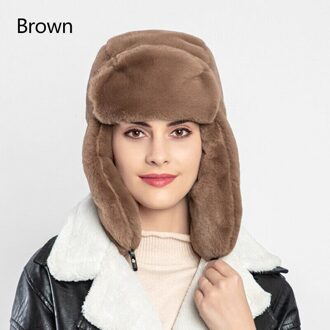 Vrouwen Mode Dikke Pluizige Faux Fur Bomber Hoeden Winter Ear Bescherm Warmer Effen Kleur Ski Cap Zwart Wit Bruin Grijs