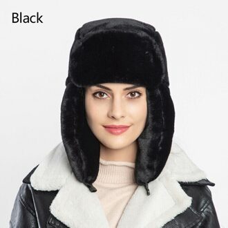 Vrouwen Mode Dikke Pluizige Faux Fur Bomber Hoeden Winter Ear Bescherm Warmer Effen Kleur Ski Cap Zwart Wit Bruin Grijs