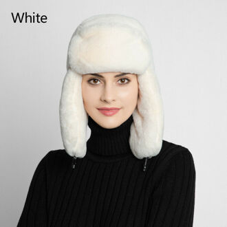 Vrouwen Mode Dikke Pluizige Faux Fur Bomber Hoeden Winter Ear Bescherm Warmer Effen Kleur Ski Cap Zwart Wit Bruin Grijs
