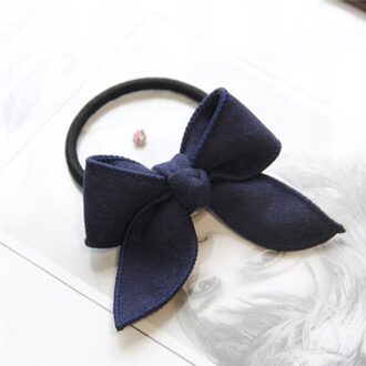 Vrouwen Mode Eenvoudige Elastische Paardenstaart Houder Haar Touwen Elastiekjes Mini Solid Bow Tie Haarbanden Voor Meisjes Haaraccessoires Marineblauw
