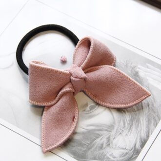 Vrouwen Mode Eenvoudige Elastische Paardenstaart Houder Haar Touwen Elastiekjes Mini Solid Bow Tie Haarbanden Voor Meisjes Haaraccessoires Roze