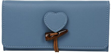 Vrouwen Mode Portemonnee Trend Effen Kleur Lange Lederen Retro Stijl Kaart Tas Portemonnee Dames Geen Rits bag # G30 Blauw