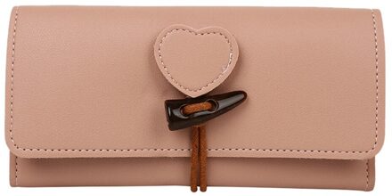 Vrouwen Mode Portemonnee Trend Effen Kleur Lange Lederen Retro Stijl Kaart Tas Portemonnee Dames Geen Rits bag # G30 Roze