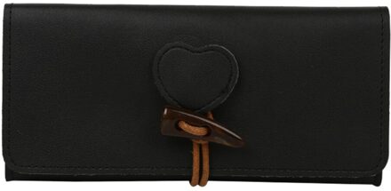 Vrouwen Mode Portemonnee Trend Effen Kleur Lange Lederen Retro Stijl Kaart Tas Portemonnee Dames Geen Rits bag # G30 zwart