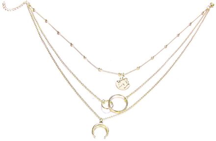 Vrouwen Mode Retro Maan Wereldkaart Cirkel Hanger Multilayer Ketting Charm Sieraden Accessoires Christmas goud
