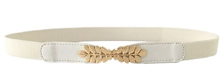 Vrouwen Mode Riem Smalle Stretch Jurk Riem Dunne Gesp Tailleband wit