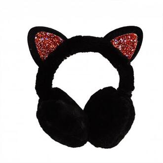 Vrouwen Mooie Winter Katten Oor Warmer Shiny Glitter Oorbeschermer Koude Bescherming Warmer Oorbeschermers Oor Cover Protector Outdoor Oorwarmers zwart