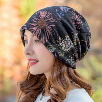 Vrouwen Mutsen Caps Lente Winter Katoenen Muts Mode Cap Hip-Hop Beanie Sjaal Chapeu Feminino Cap 4 manier Te Dragen Motorkap zwart