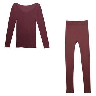 Vrouwen Nachtkleding 2 Stuks Lente Hals Top Lange Broek Roze Paars Thermisch Ondergoed Elastische Warme Zachte Nachtkleding Set Thuis outfit licht paars