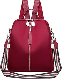 Vrouwen Nylon Rugzak Neutrale Schooltas Anti-Diefstal Waterdichte Rugzakken Casual School Schoudertas Voor Tieners Meisjes # T2 rood