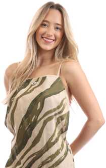 Vrouwen Off White Zebra Jurk in Beige