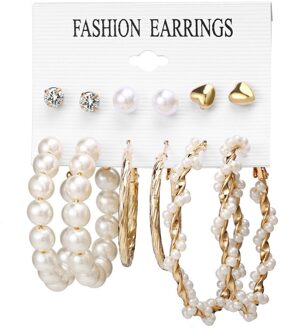 Vrouwen Oorbellen Bohemian Kralen Imitatie Parel Hoepel Oorbellen Mode Dames Sieraden Бмжутерия Серьги Кольца Большие # Z veelkleurig