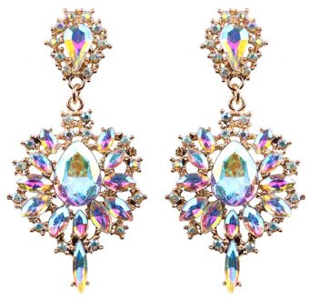 Vrouwen Oorbellen Kleurrijke Bloem Grote Brand Luxe Starburst Hanger Crystal Stud Gem Verklaring Oorbellen Sieraden AB kleur