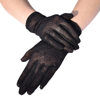 Vrouwen Outdoor Uv-Proof Riding Screen Handschoenen Show Party Huishoudelijke Mesh Ademende Handschoenen Dunne Touchscreen Dame Handschoenen #3G zwart