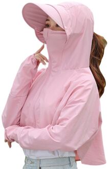 Vrouwen Outdoor Zonnebrandcrème Beschermende Cap Met Verwisselbare Nek Deksel Gezichtsmasker Sjaal Uv Bescherming Lange Mouwen Hooded Shirt DPK