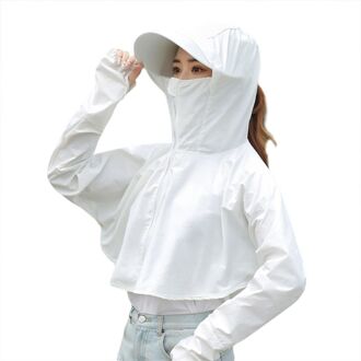 Vrouwen Outdoor Zonnebrandcrème Beschermende Cap Met Verwisselbare Nek Deksel Gezichtsmasker Sjaal Uv Bescherming Lange Mouwen Hooded Shirt