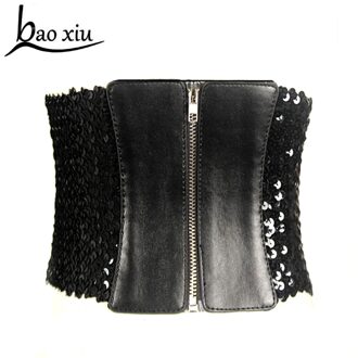 Vrouwen Pailletten riemen verstelbare slanke corset body ultra brede elastische kunstleer retro riem Riem Corset accessoires