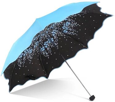 Vrouwen Paraplu Prinses Romantische Cherry 3 Floding Meisje Parasol Zonnescherm Anti-Uv Vrouwelijke Bloem Paraplu Blauw