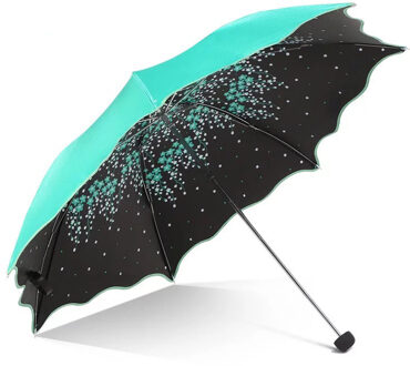 Vrouwen Paraplu Prinses Romantische Cherry 3 Floding Meisje Parasol Zonnescherm Anti-Uv Vrouwelijke Bloem Paraplu groen