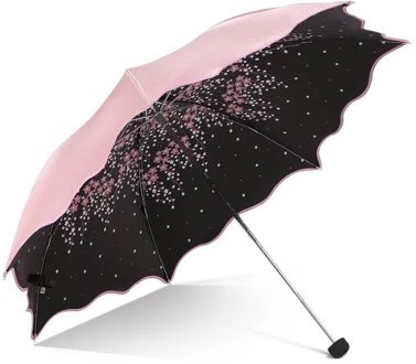 Vrouwen Paraplu Prinses Romantische Cherry 3 Floding Meisje Parasol Zonnescherm Anti-Uv Vrouwelijke Bloem Paraplu Roze