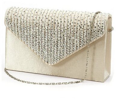 Vrouwen Party Clutch Diamante Dames Avond Handtas Vintage Ketting Telefoon Crossbody Tassen Vrouwelijke Schouder Handtas Sac Belangrijkste Femme Beige