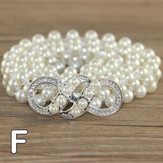 Vrouwen Party Sieraden Ketting Riem Parels Kristal Kralen Jurk Riem Bloem Gesp Tailleband Elastische Dames F
