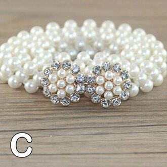 Vrouwen Party Sieraden Ketting Riem Parels Kristal Kralen Jurk Riem Bloem Gesp Tailleband Elastische Dames