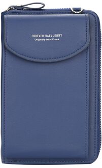 Vrouwen Portemonnee Beroemde Mobiele Telefoon Tassen Grote Kaarthouders Handtas Purse Clutch Messenger Schouder Lange Bandjes Blauw