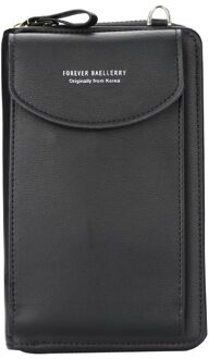 Vrouwen Portemonnee Beroemde Mobiele Telefoon Tassen Grote Kaarthouders Handtas Purse Clutch Messenger Schouder Lange Bandjes zwart