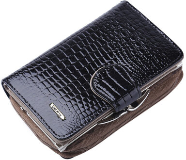 Vrouwen Portemonnee Luxe Vrouwen Lederen Handtas Rits Zak Kaart Tas Tote Dame Portemonnee Portemonnee Кошелек Женский zwart