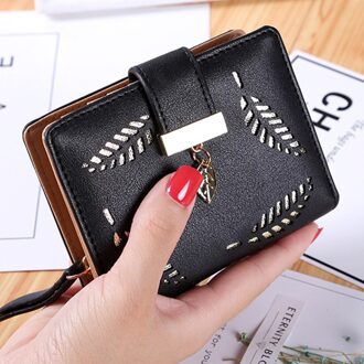 Vrouwen Portemonnee Rits Lederen Dames Portemonnee Vrouwen Luxe Kleine Vrouwelijke Portemonnee Holle Bladeren Voor Creditcards 1