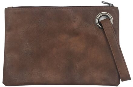 Vrouwen Portemonnees En Handtassen Luxe Solid Vrouwen Clutch Bag Lederen Envelop Tas Clutch Vrouwelijke Koppelingen Ha bruin