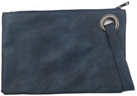 Vrouwen Portemonnees En Handtassen Luxe Solid Vrouwen Clutch Bag Lederen Envelop Tas Clutch Vrouwelijke Koppelingen Ha NavyBlue