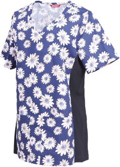 Vrouwen Print Verpleging Uniform Blouse Korte Mouwen Werken Top Met Zakken XXL