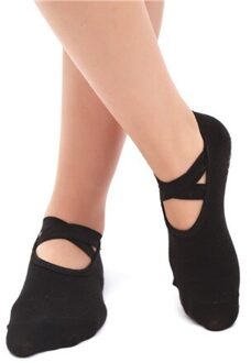 Vrouwen Professionele Anti Slip Bandage Sport Yoga Sokken Dames Ventilatie Pilates Ballet Sokken Dans Sok Slippers zwart 1