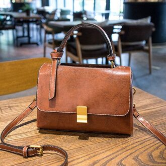 Vrouwen Pu Leer Messenger Bags Klassieke Grote Capaciteit Schoudertas Vintage Handtassen Voor Dames bruin