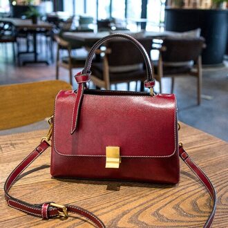 Vrouwen Pu Leer Messenger Bags Klassieke Grote Capaciteit Schoudertas Vintage Handtassen Voor Dames wijn rood