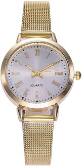 Vrouwen Quartz Horloge Luxe Analoge Vrouwen Rvs Mesh Rose Gold Horloge Dames Horloge Casual Mode goud