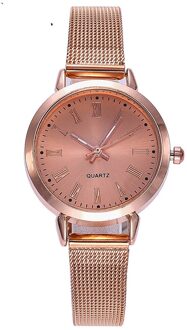 Vrouwen Quartz Horloge Luxe Analoge Vrouwen Rvs Mesh Rose Gold Horloge Dames Horloge Casual Mode roos goud