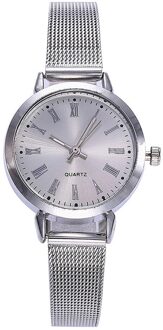 Vrouwen Quartz Horloge Luxe Analoge Vrouwen Rvs Mesh Rose Gold Horloge Dames Horloge Casual Mode wit