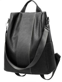 Vrouwen Retro Lederen Rugzak College Preppy Schooltas Voor Student Laptop Meisjes Dames Daily Rugzakken Vrouw zwart