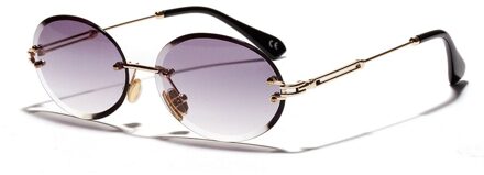 Vrouwen Retro Randloze Ovale Zonnebril Clear Lens Zonnebril Dames Mode UV400 Ronde Zonnebril Schaduw Brillen 005