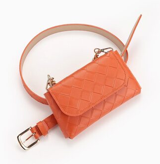 Vrouwen Riem Met Plaid Patroon Casual Decoratie Ketting Riem Tas Riem Lady Candy Kleur Retro Pin Gesp Tailleband 2.2cm Breedte Oranje