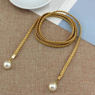 Vrouwen Riem Stijl Candy Kleur Taille Ketting Hennep Touw Gevlochten Grote Parel Jurk Riem Hand Made Riemen Wit Zwart rood Goud