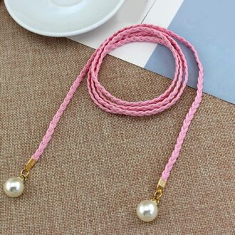 Vrouwen Riem Stijl Candy Kleur Taille Ketting Hennep Touw Gevlochten Grote Parel Jurk Riem Hand Made Riemen Wit Zwart rood Roze