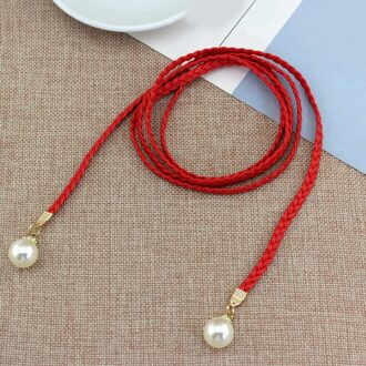 Vrouwen Riem Stijl Candy Kleur Taille Ketting Hennep Touw Gevlochten Grote Parel Jurk Riem Hand Made Riemen Wit Zwart rood