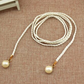 Vrouwen Riem Stijl Candy Kleur Taille Ketting Hennep Touw Gevlochten Grote Parel Jurk Riem Hand Made Riemen Wit Zwart rood